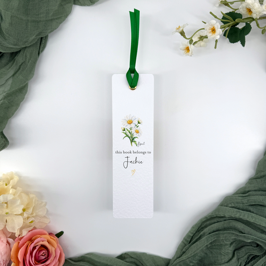 Personalised April Birth Flower Bookmark
