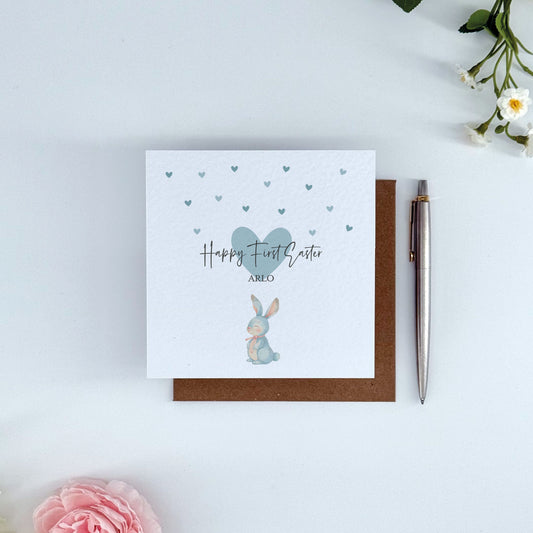 Personalised Happy First Easter Baby Boy Card