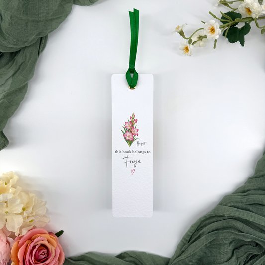 Personalised August Birth Flower Bookmark