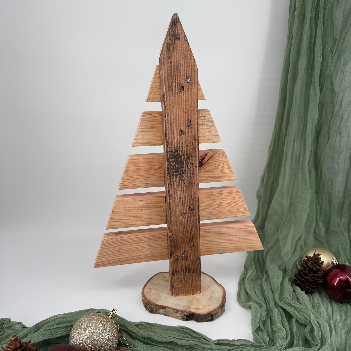 Handmade Wooden Christmas Tree Large - Rustic Larch Timber Decoration
