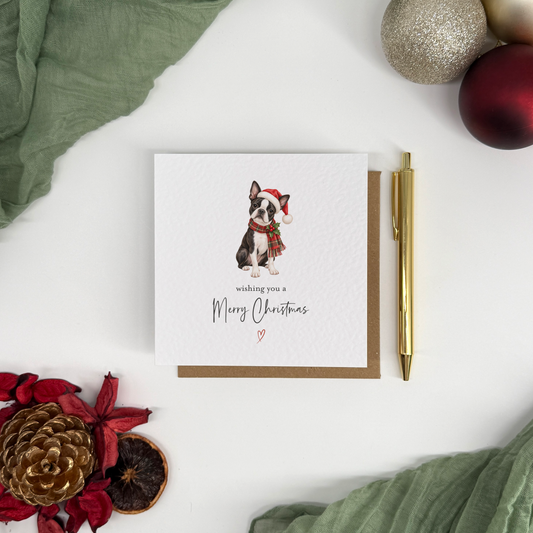 Boston Terrier Merry Christmas Card