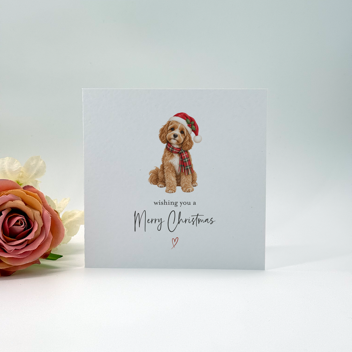 Cavapoo Merry Christmas Card