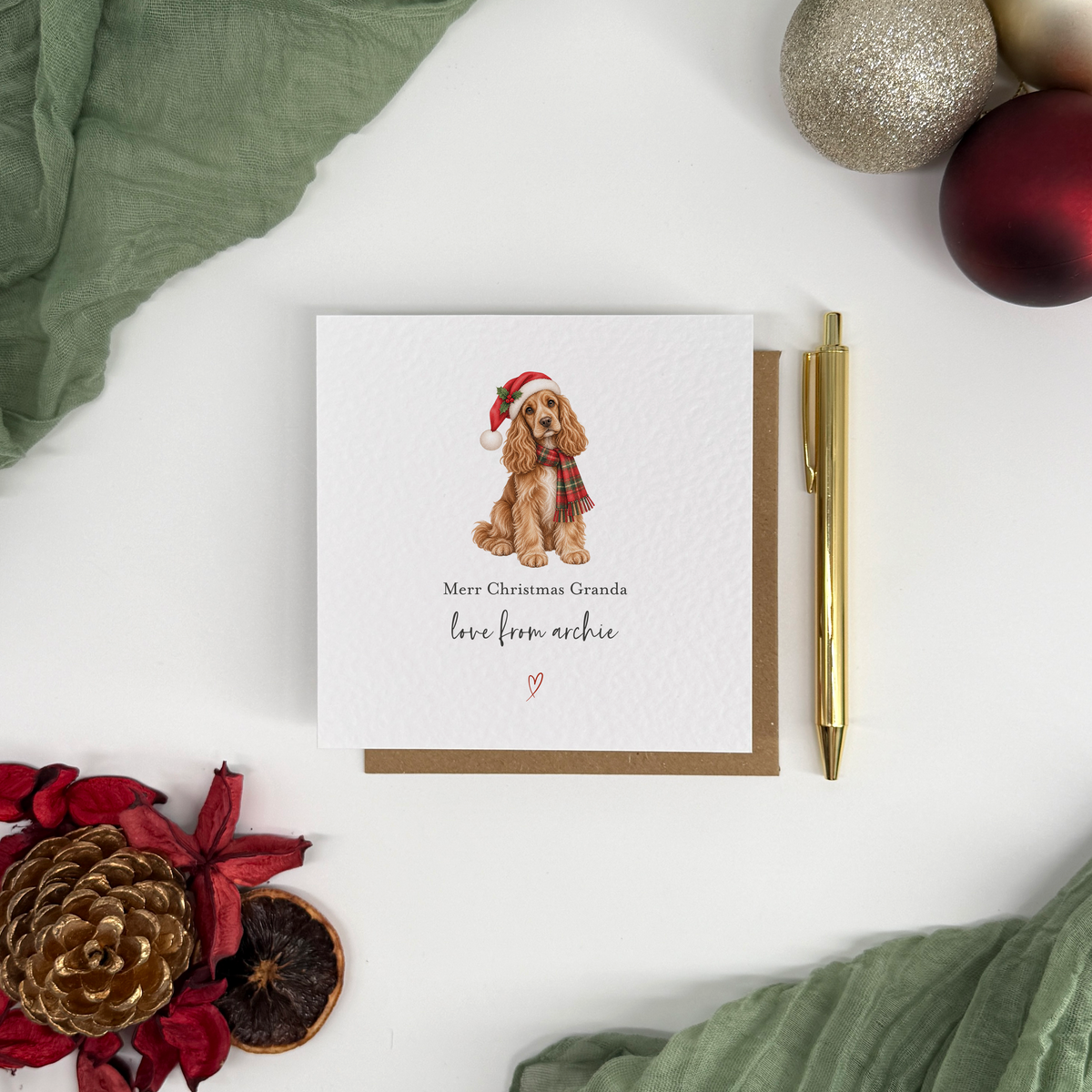 Personalised Cocker Spaniel Christmas Card From The Dog