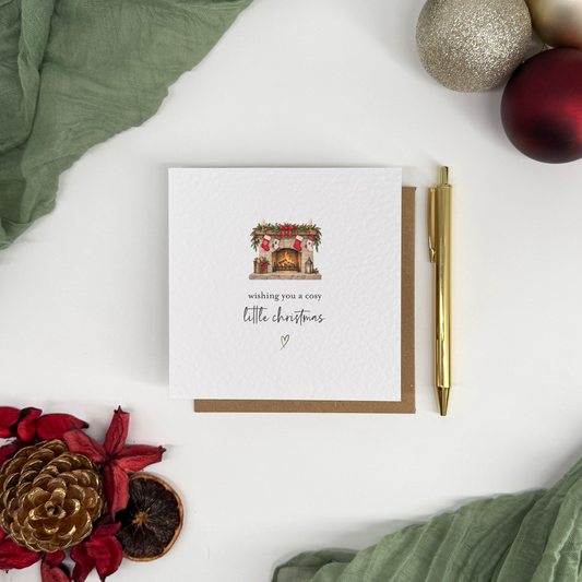 Wishing You A Cosy Little Christmas Fireplace Card