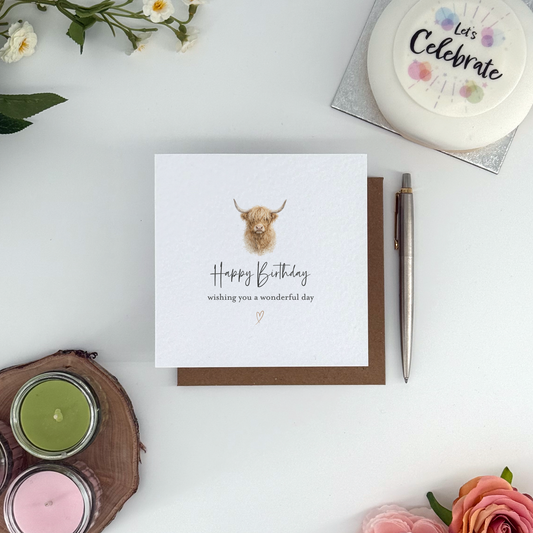 Highland Cow Birthday Card