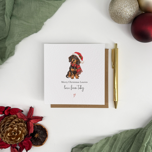 Personalised Dachshund Christmas Card From The Dog