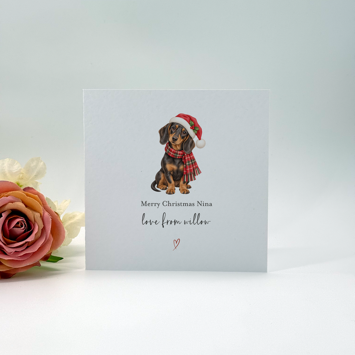 Personalised Dachshund Christmas Card From The Dog