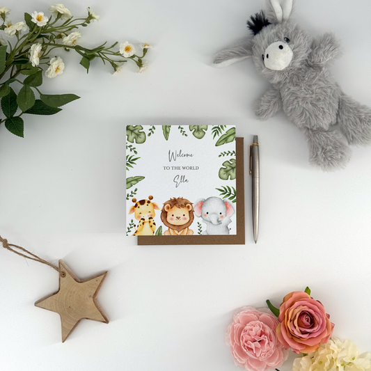 Personalised Welcome To The World Safari Card