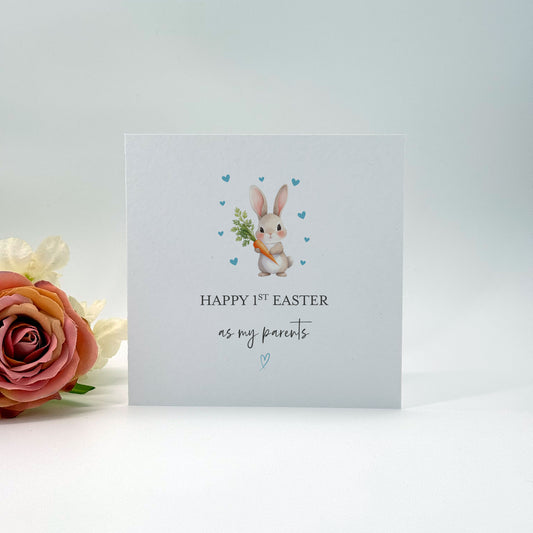 Personalised First Easter Card for Son - Bunny & Eggs Watercolour Card