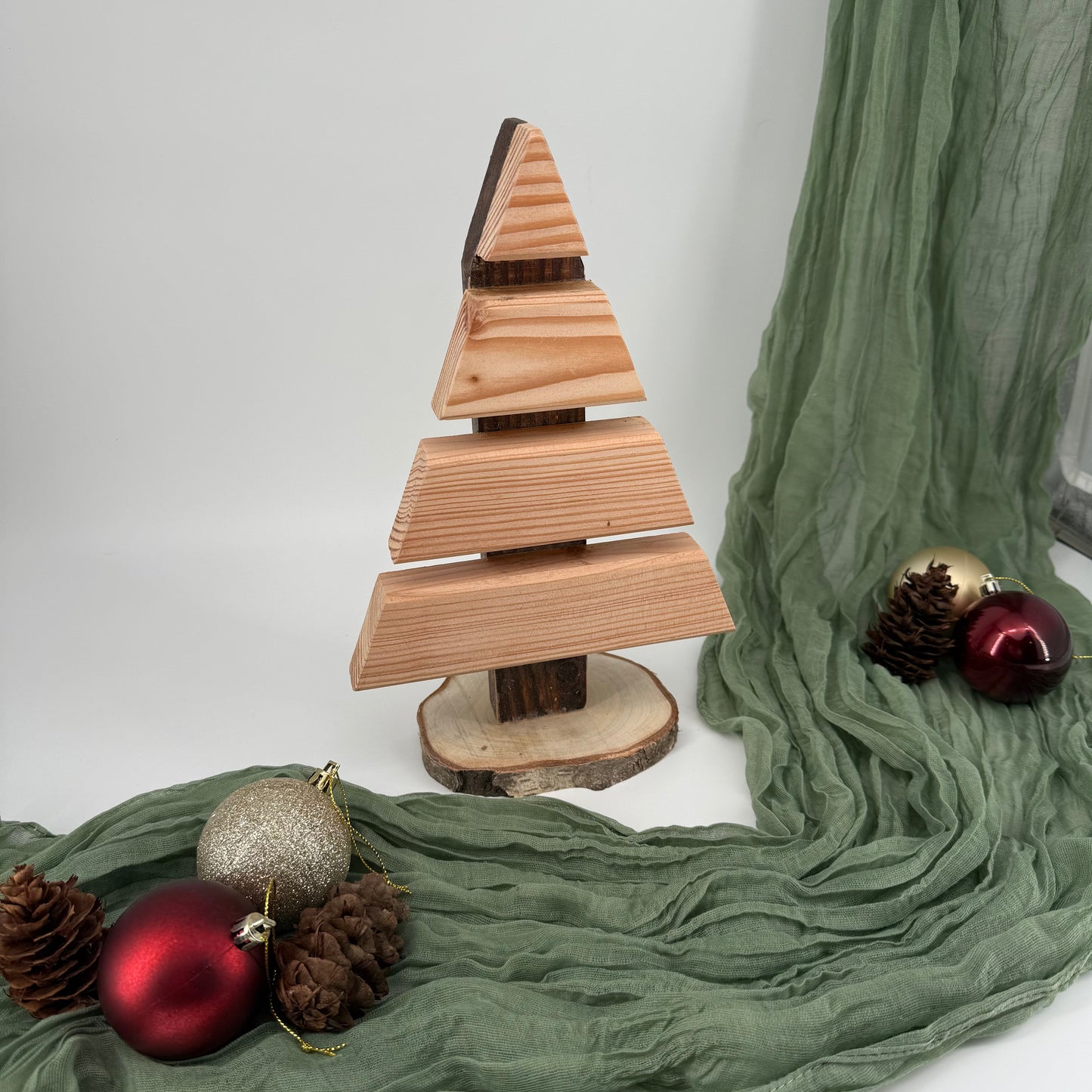 Handmade Wooden Christmas Tree Small - Rustic Larch Timber Decoration