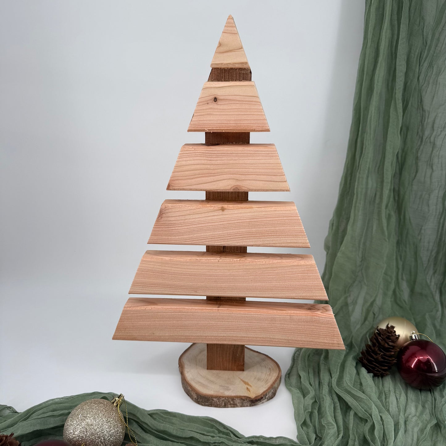Handmade Wooden Christmas Tree Large - Rustic Larch Timber Decoration