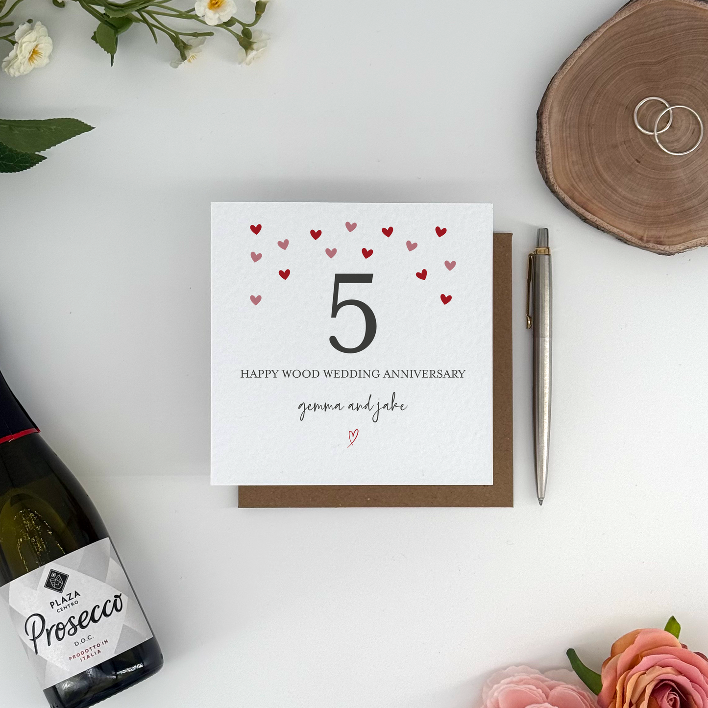 Happy Wood (5th) Anniversary Personalised Card