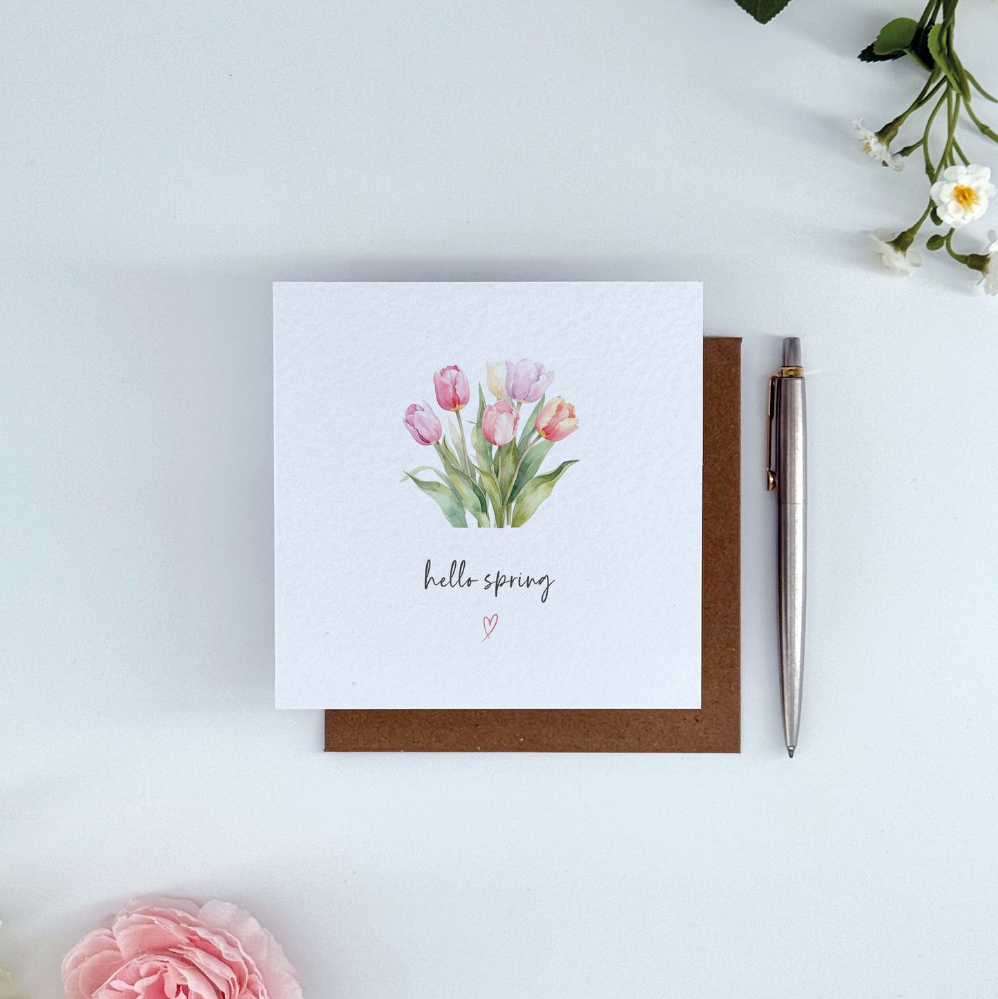 Watercolour Tulip Hello Spring Card