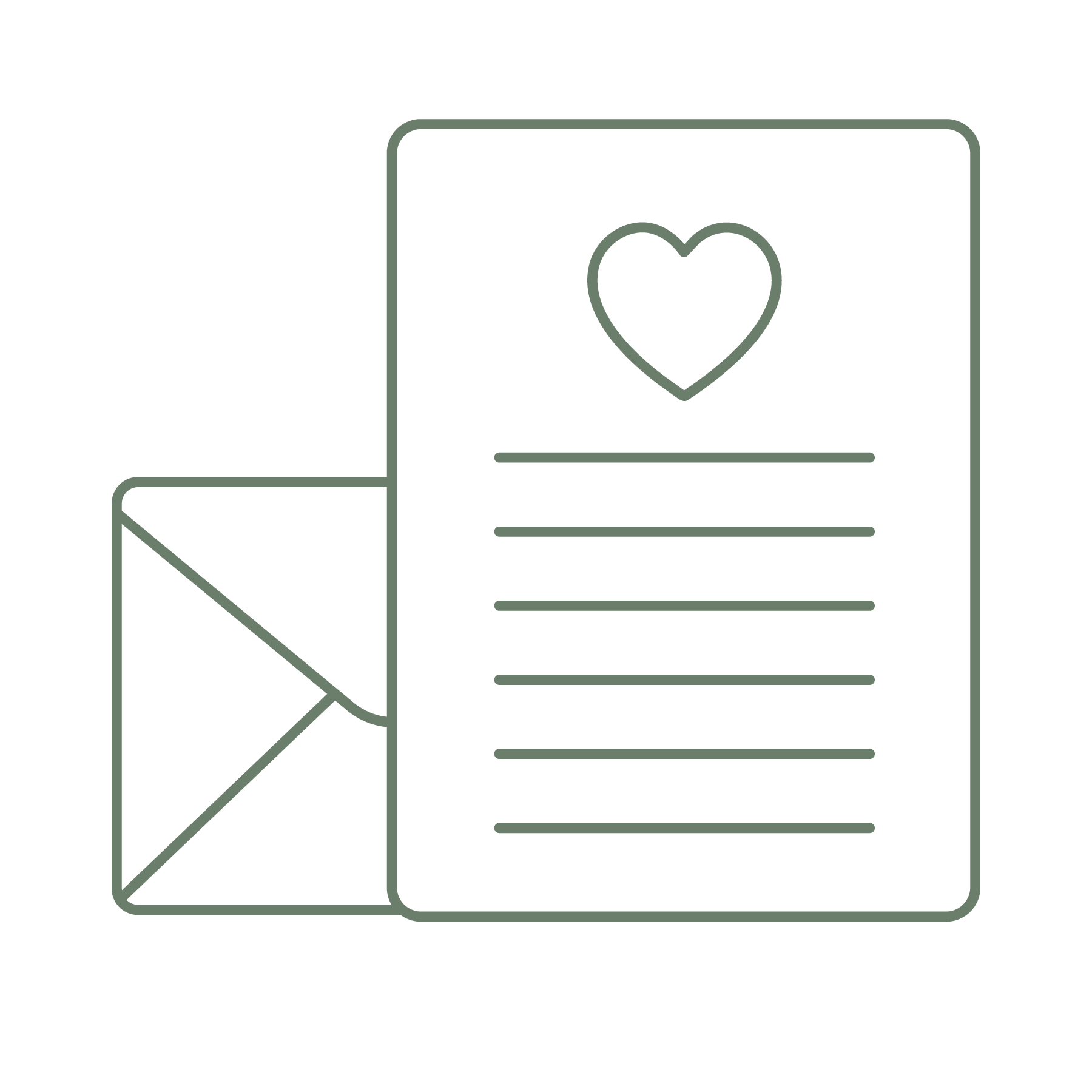 Icon of a letter with a heart on a white background