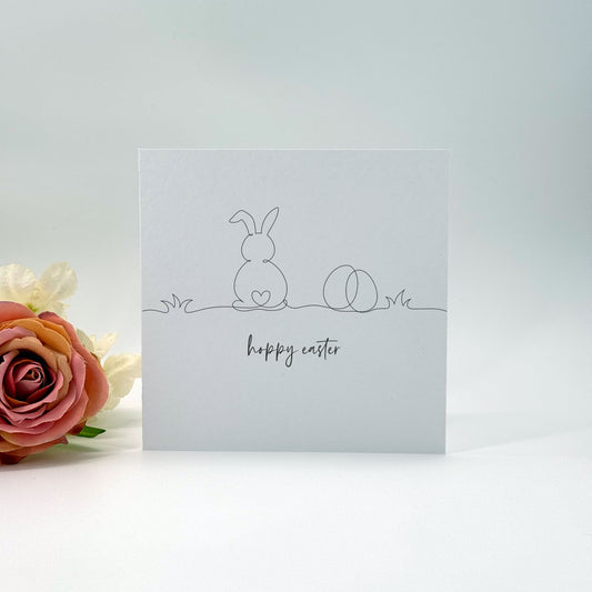 Happy Easter Card with Bunny Illustration