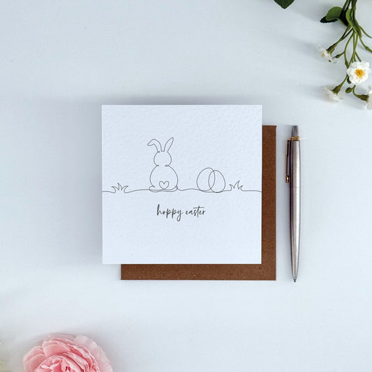 Happy Easter Card with Bunny Illustration