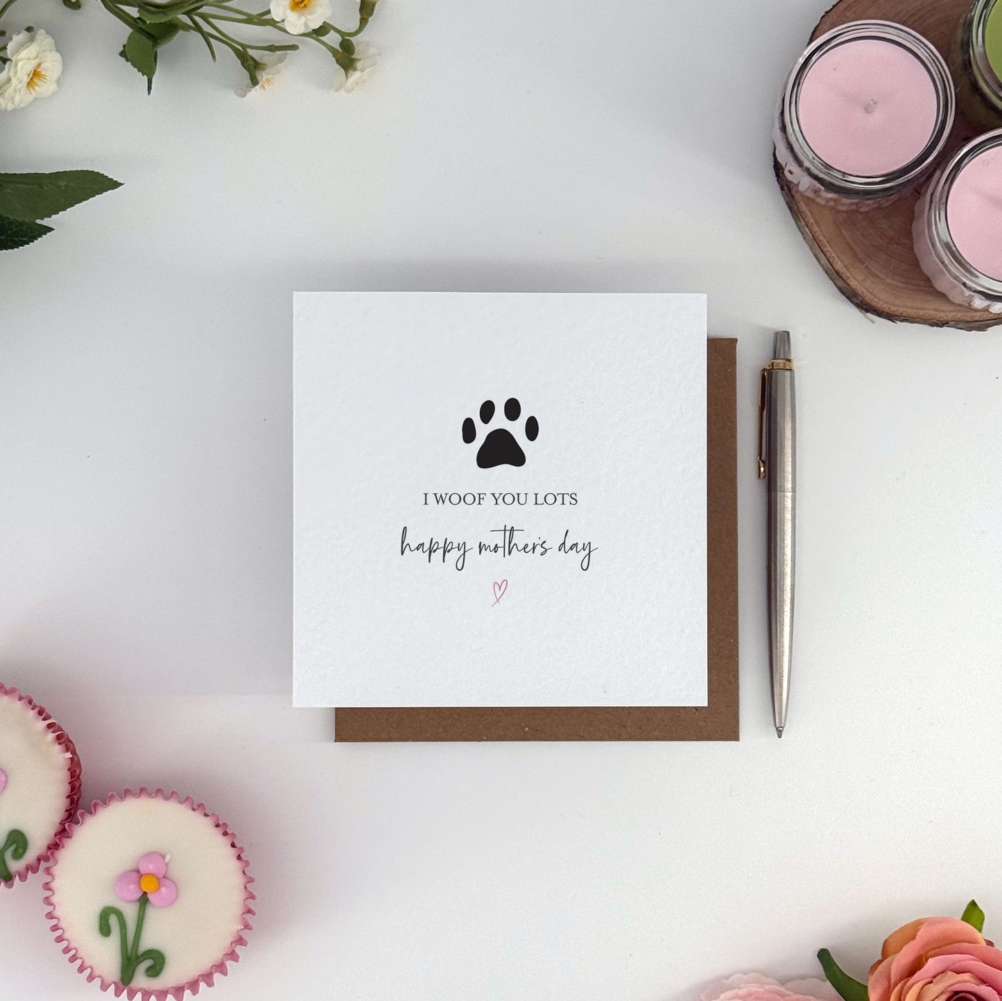 I Woof You Lots Mother's Day Card - Cute Paw Print Card for Mum from Dog