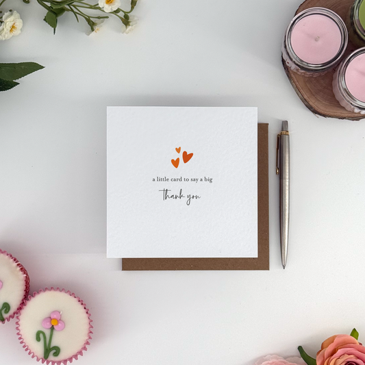 A Little Card To Say A Big Thank You Card - Orange Hearts