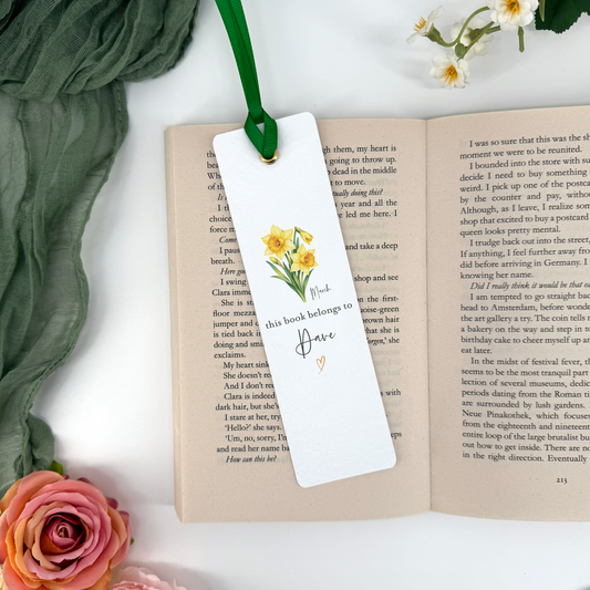 Personalised March Birth Flower Bookmark