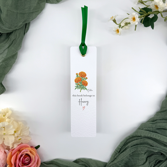 Personalised October Birth Flower Bookmark