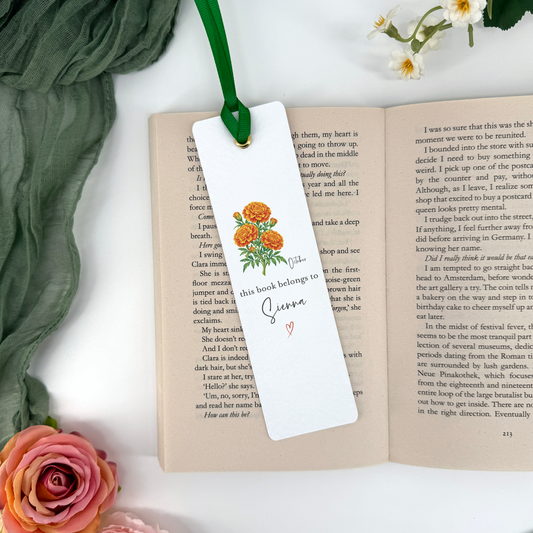Personalised October Birth Flower Bookmark