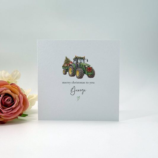 Personalised Tractor Christmas Card