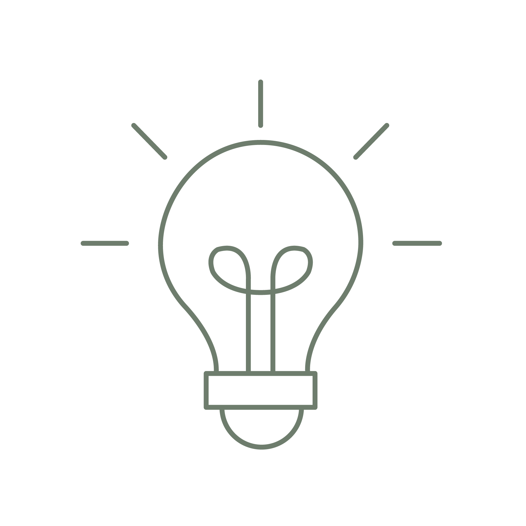 Outline of a light bulb on a white background