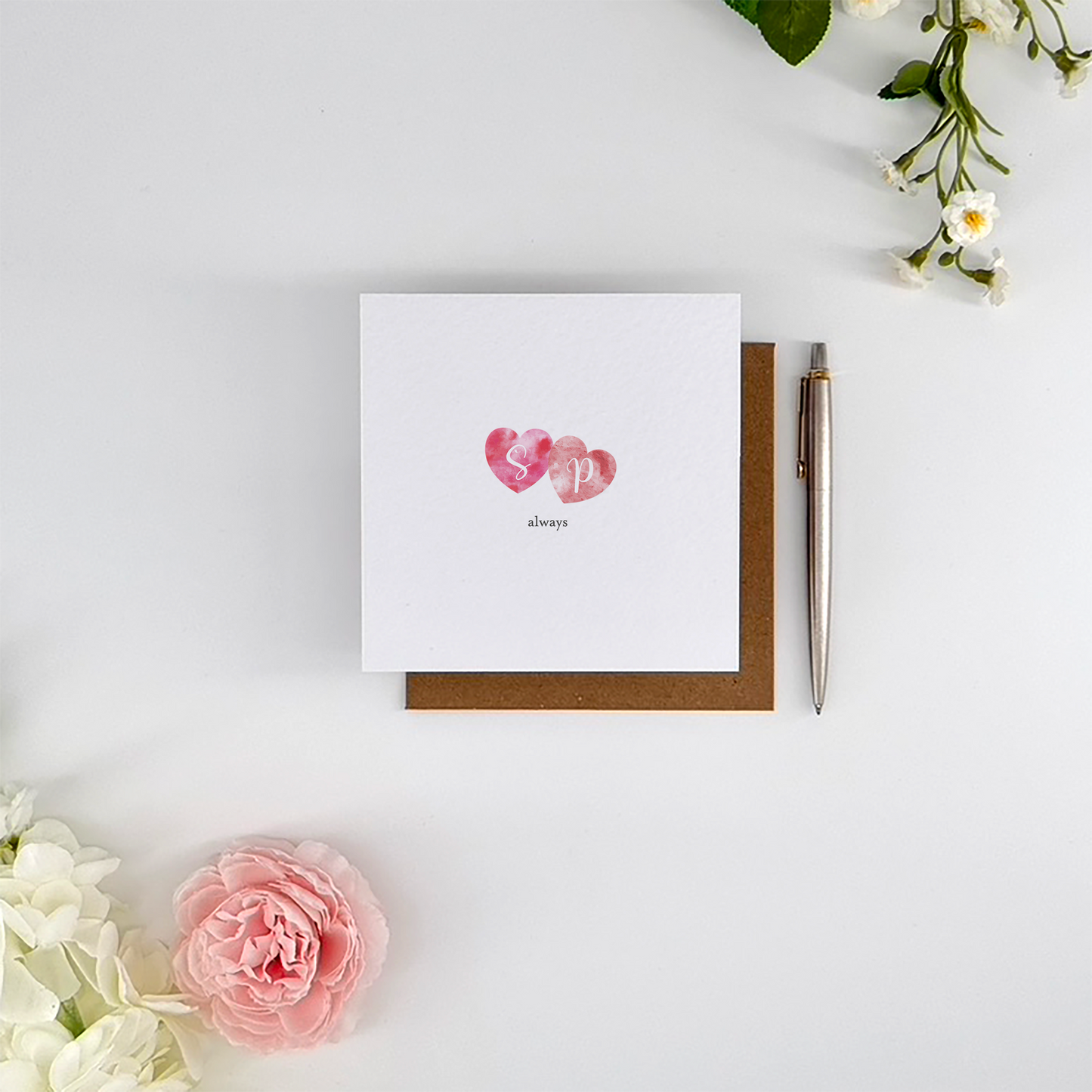 Personalised Valentine's Day Card | Watercolour Balloon Initials