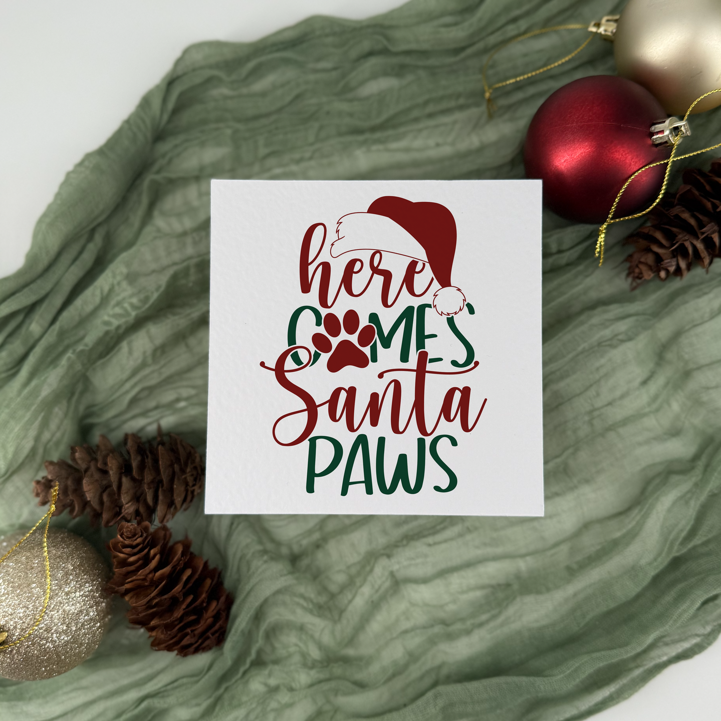 Santa Paws Christmas Card: Dog Lover Holiday Card