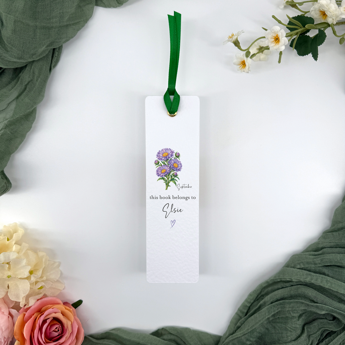 Personalised September Birth Flower Bookmark