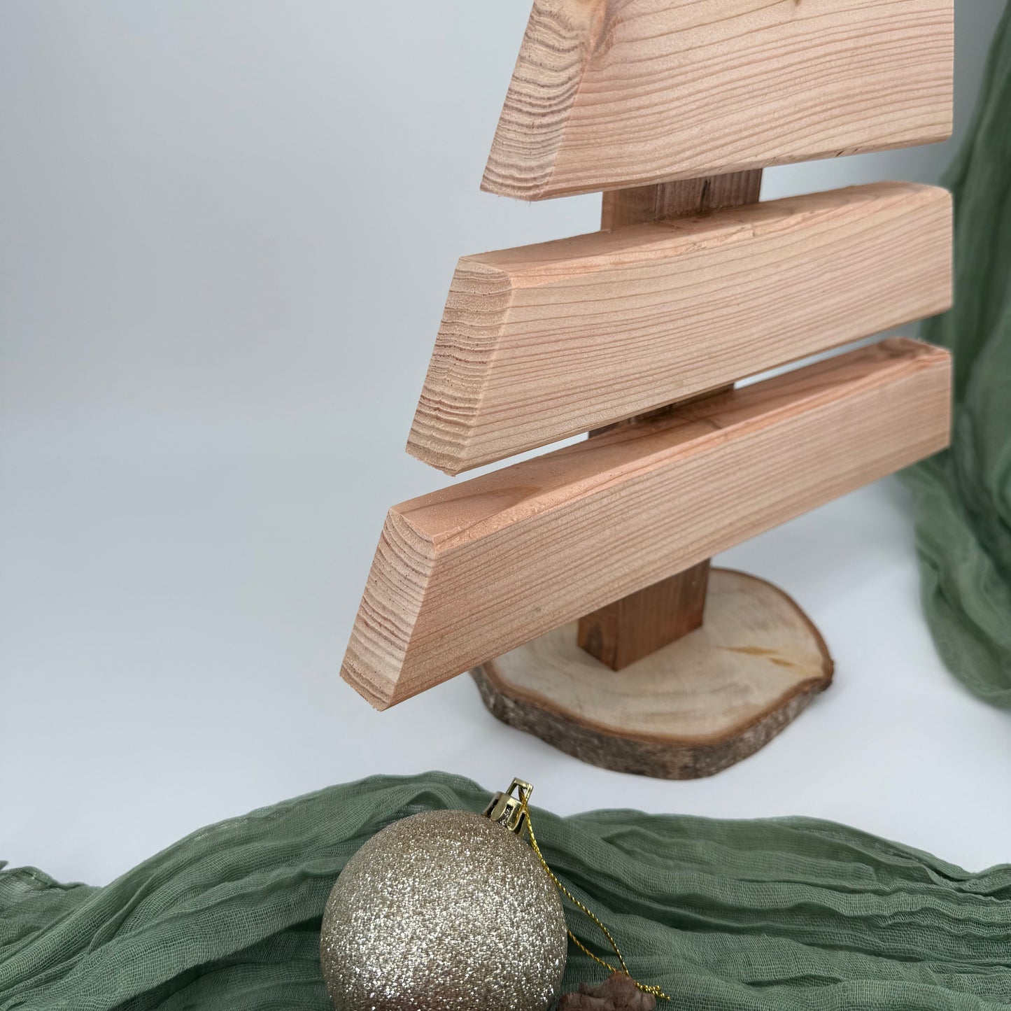 Handmade Wooden Christmas Tree Large - Rustic Larch Timber Decoration