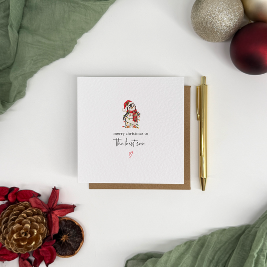 Best Son Penguin Christmas Card