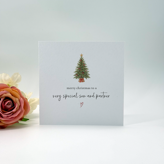Very Special Son and Partner Christmas Tree Card