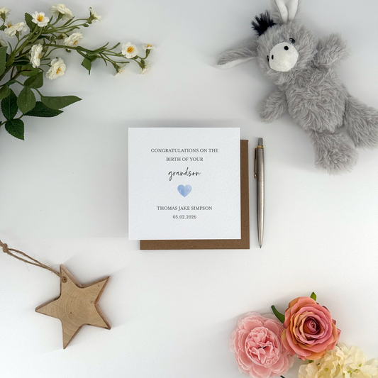 Personalised New Baby Grandson Card