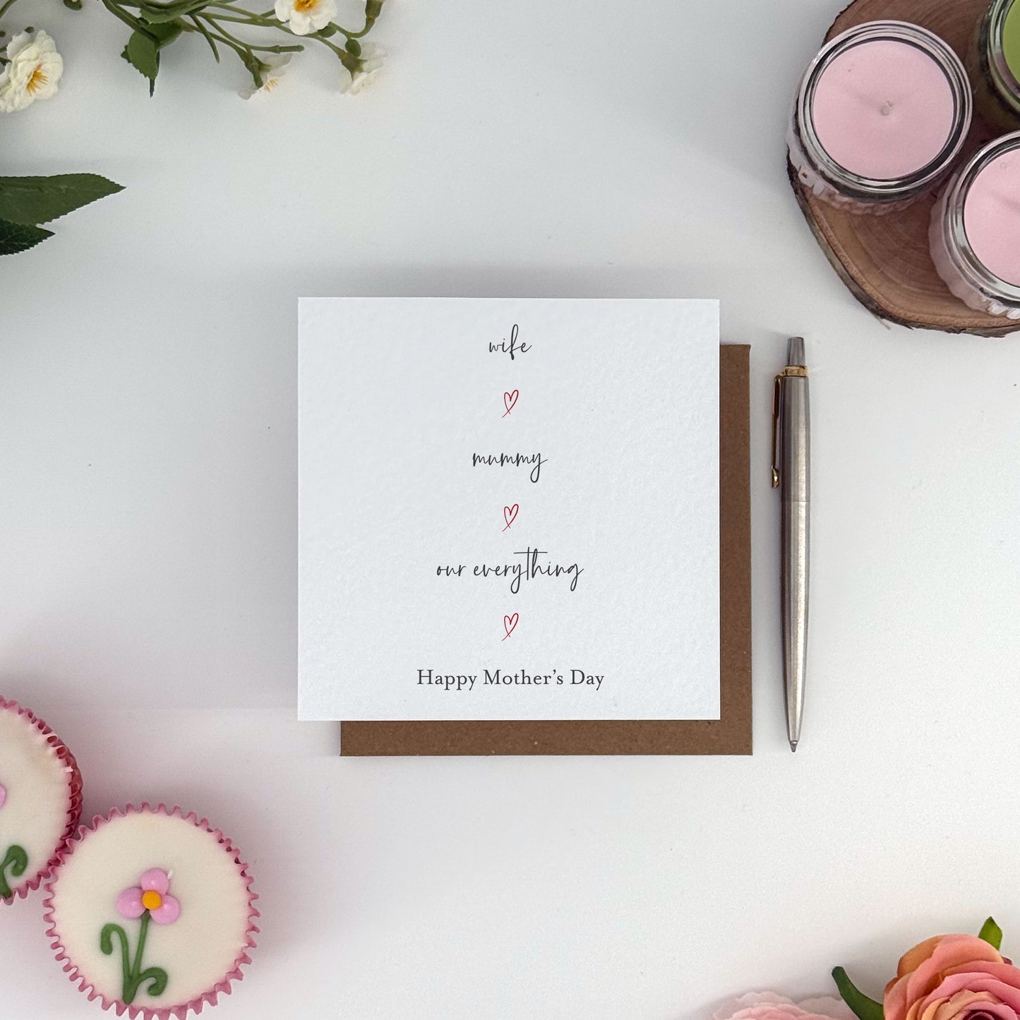 Wife Mummy Our Everything Mother’s Day Card | Heart Illustration Handmade Keepsake Card