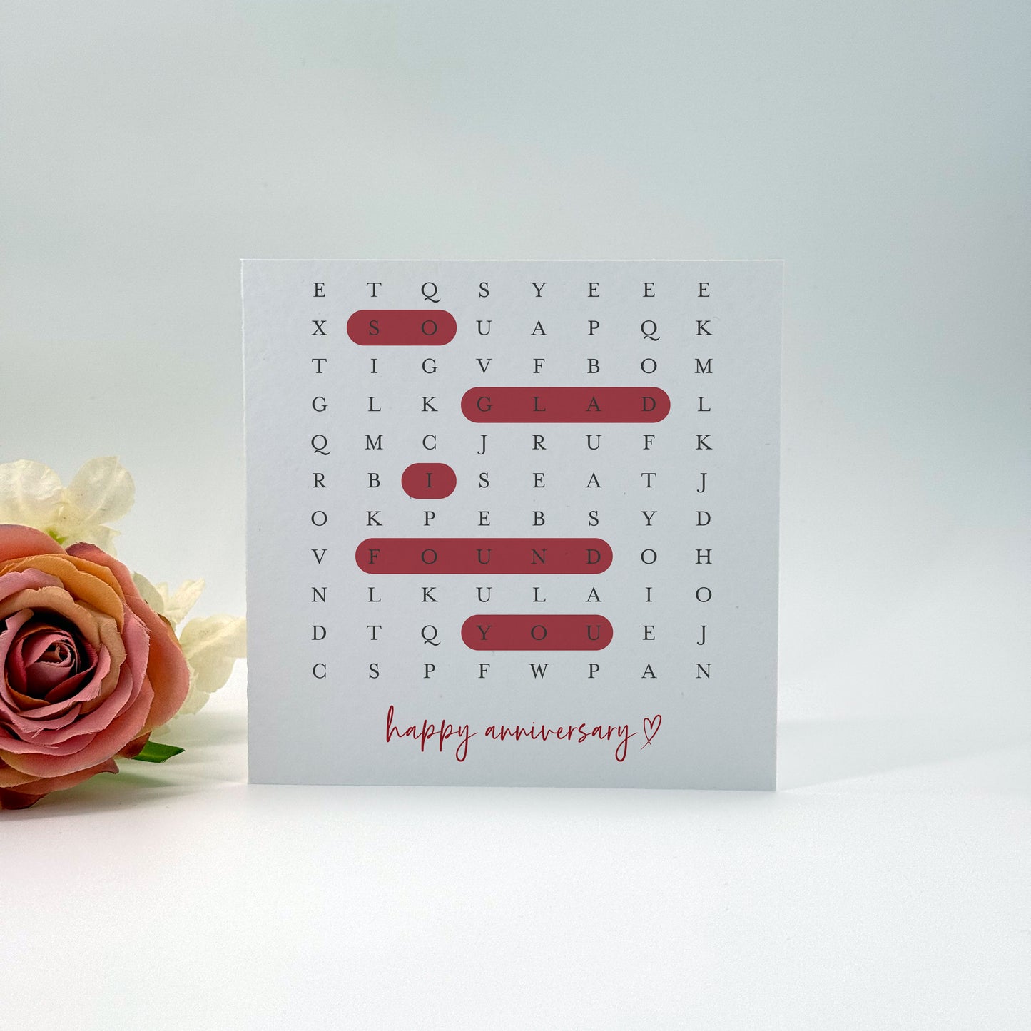 So Glad I Found You, Anniversary Word Search Card