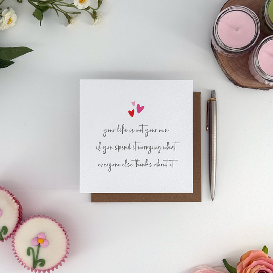 Your Life Is Not Your Own Pink Hearts Card